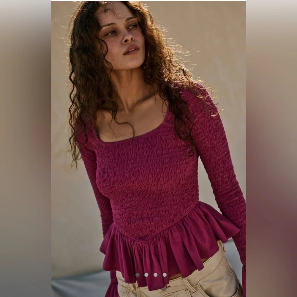 NWT free people tropical vibes top pink sweetheart XS